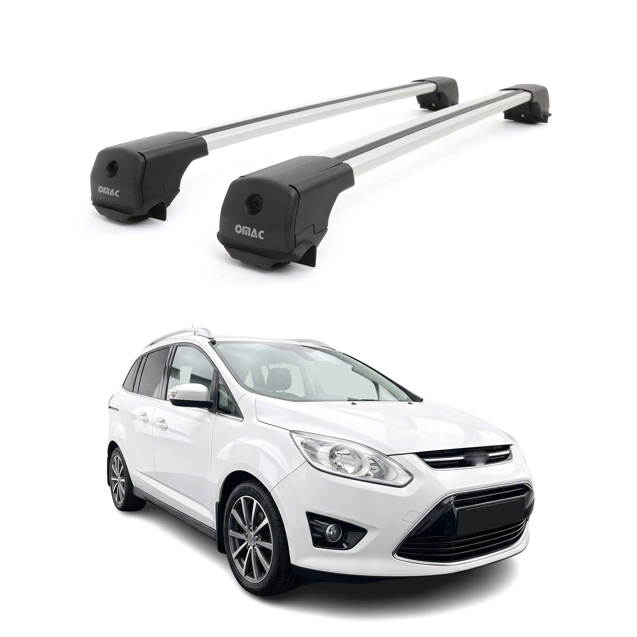 Dachträger Grundträger für Ford Grand C-Max II 2010-2019 Aluminium 75kg Grau 2x