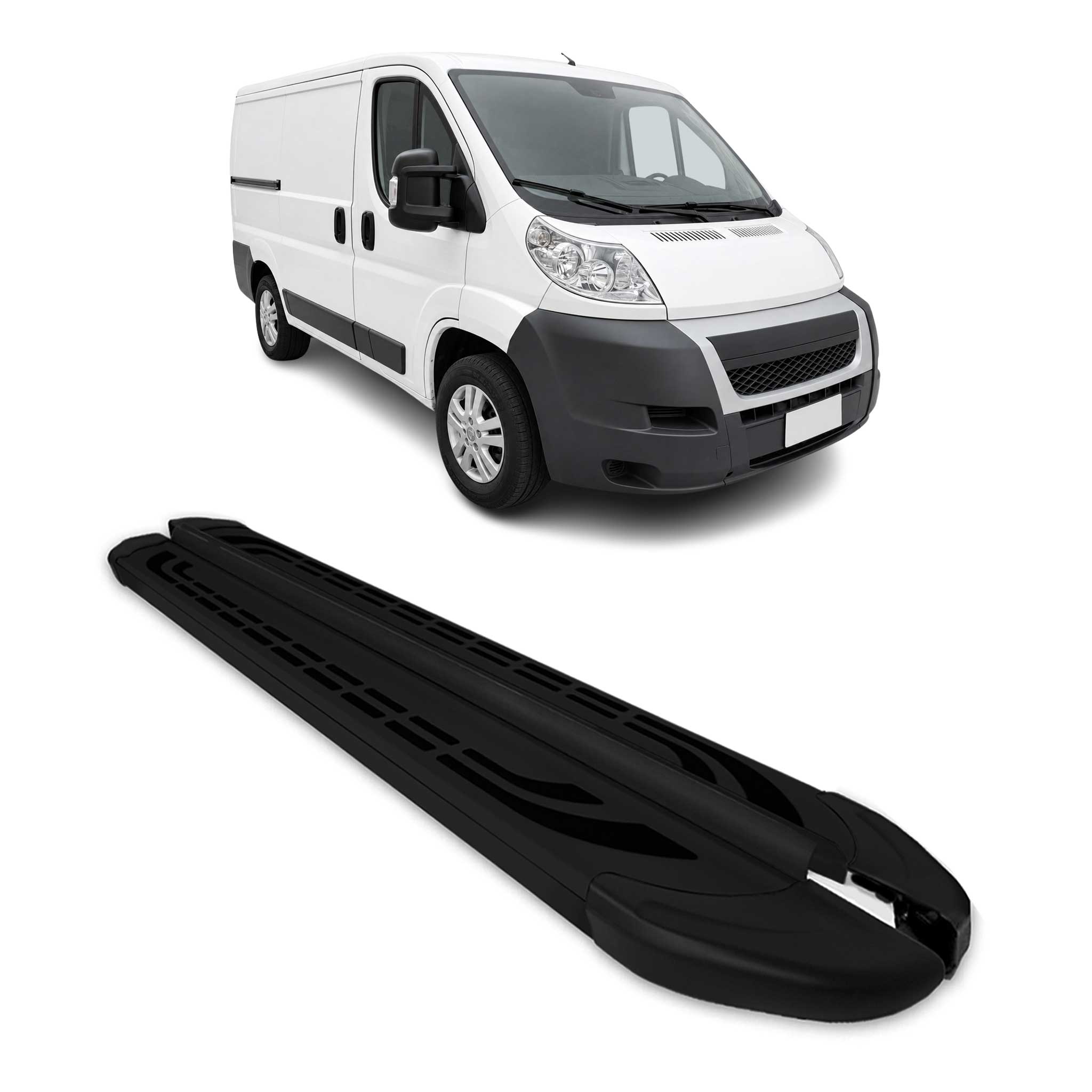 Trittbretter Seitenbretter für Citroen Jumper II 2006-2026 L1 Aluminium Schwarz