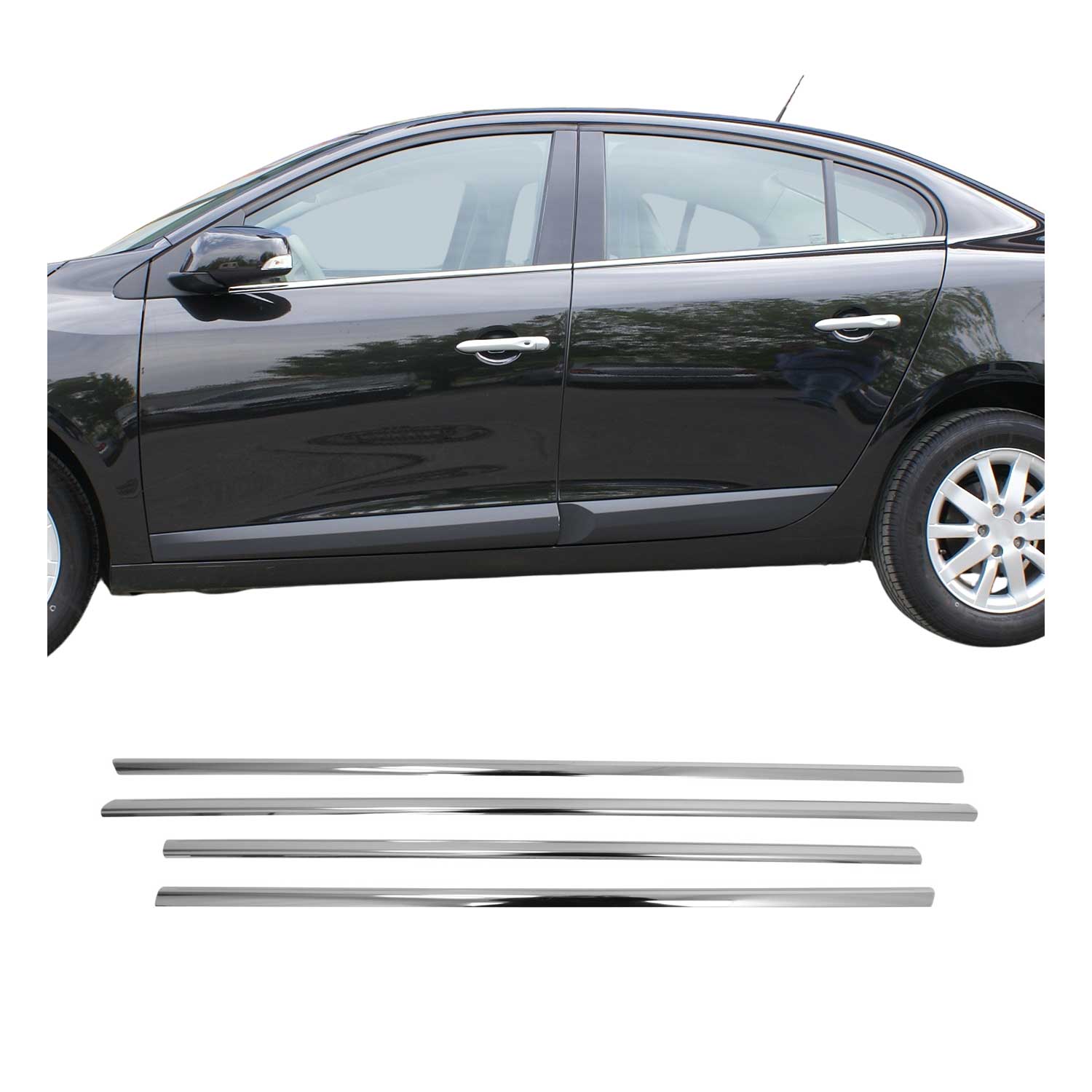 Fensterleisten Zierleisten für Renault Fluence 2010-2021 Edelstahl Chrom 4tlg