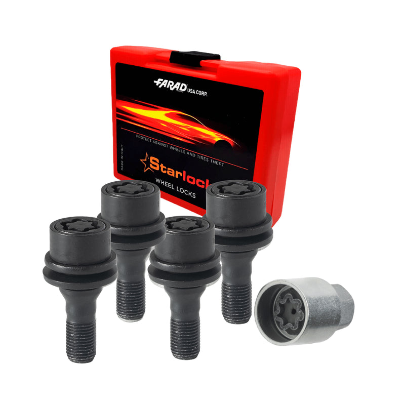 Radschloss Radschrauben Satz für Citroen C5 bis 2002 Schwarz 4tlg M12X1.25