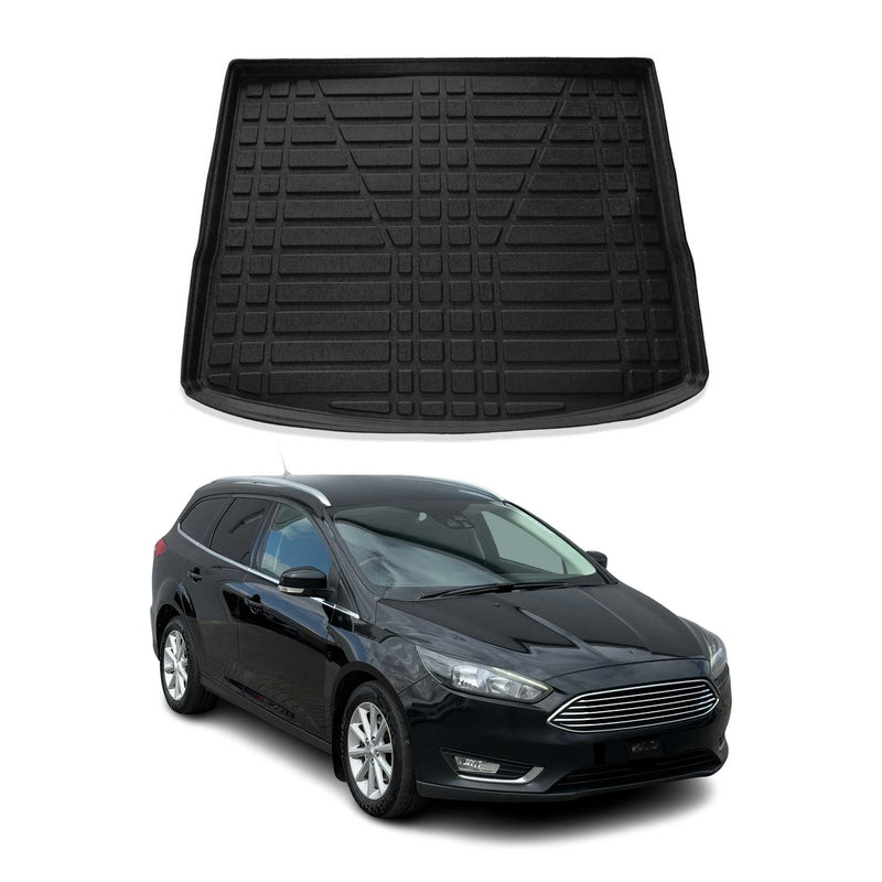 Kofferraumwanne Laderaumwanne für Ford Focus Turnier 2011-2018 Gummi TPE Schwarz