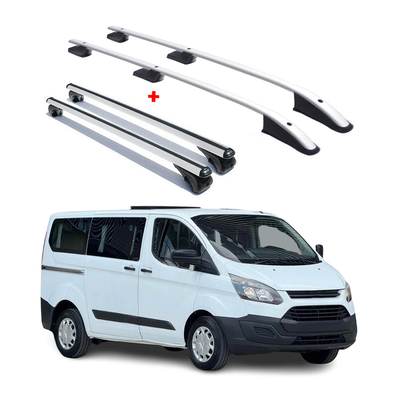 Dachreling + Dachträger Set für Ford Transit Tourneo Custom Silber L1 ABE