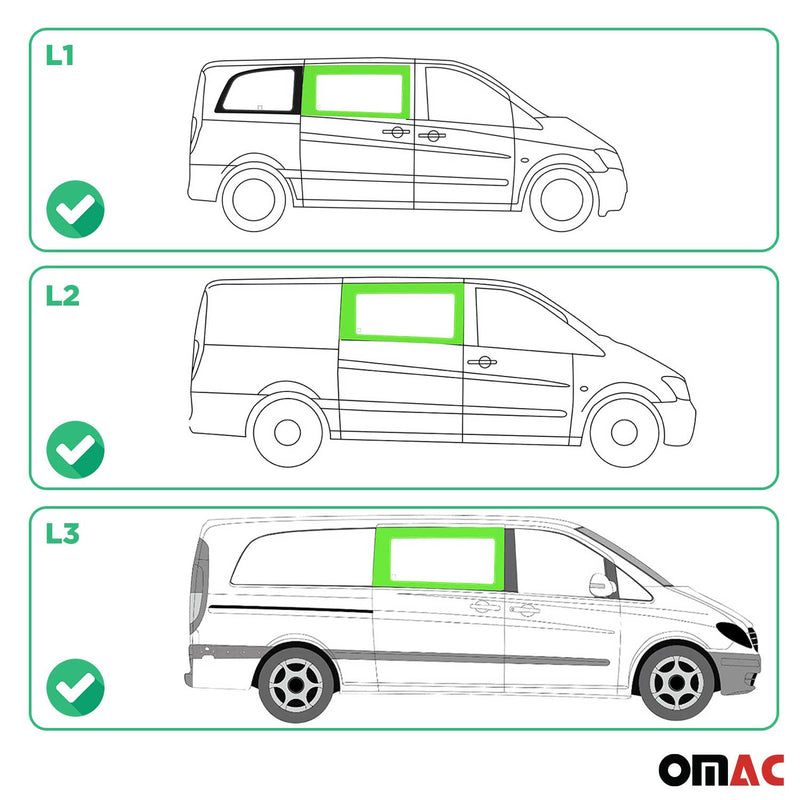 Seitenfenster Schiebetür für Mercedes Vito W639 2003-2014 Vorne Rechts L1 L2 L3