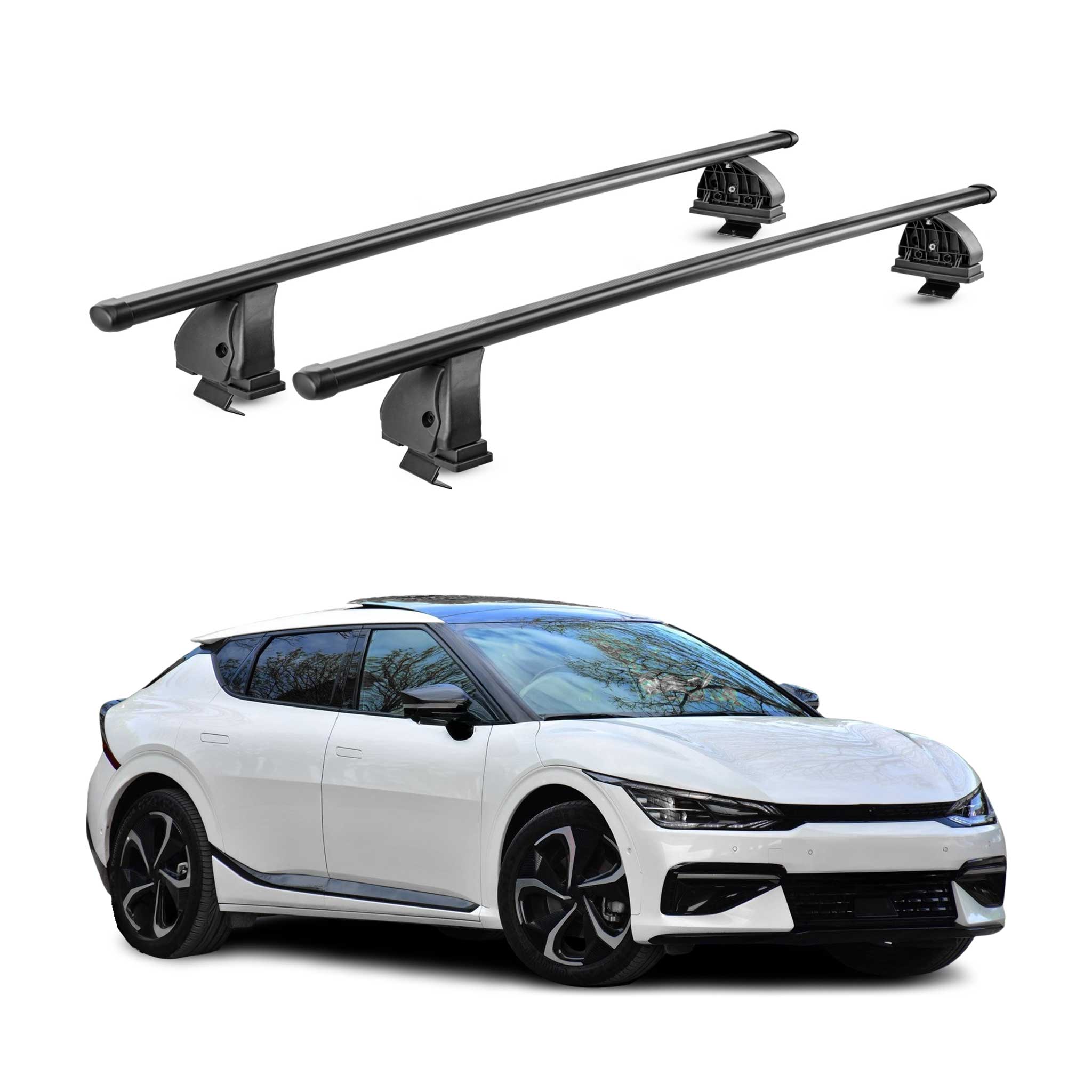 Stahl Dachträger für Kia EV6 2021-2026 TÜV Abschließbar 75 kg 2tlg Schwarz