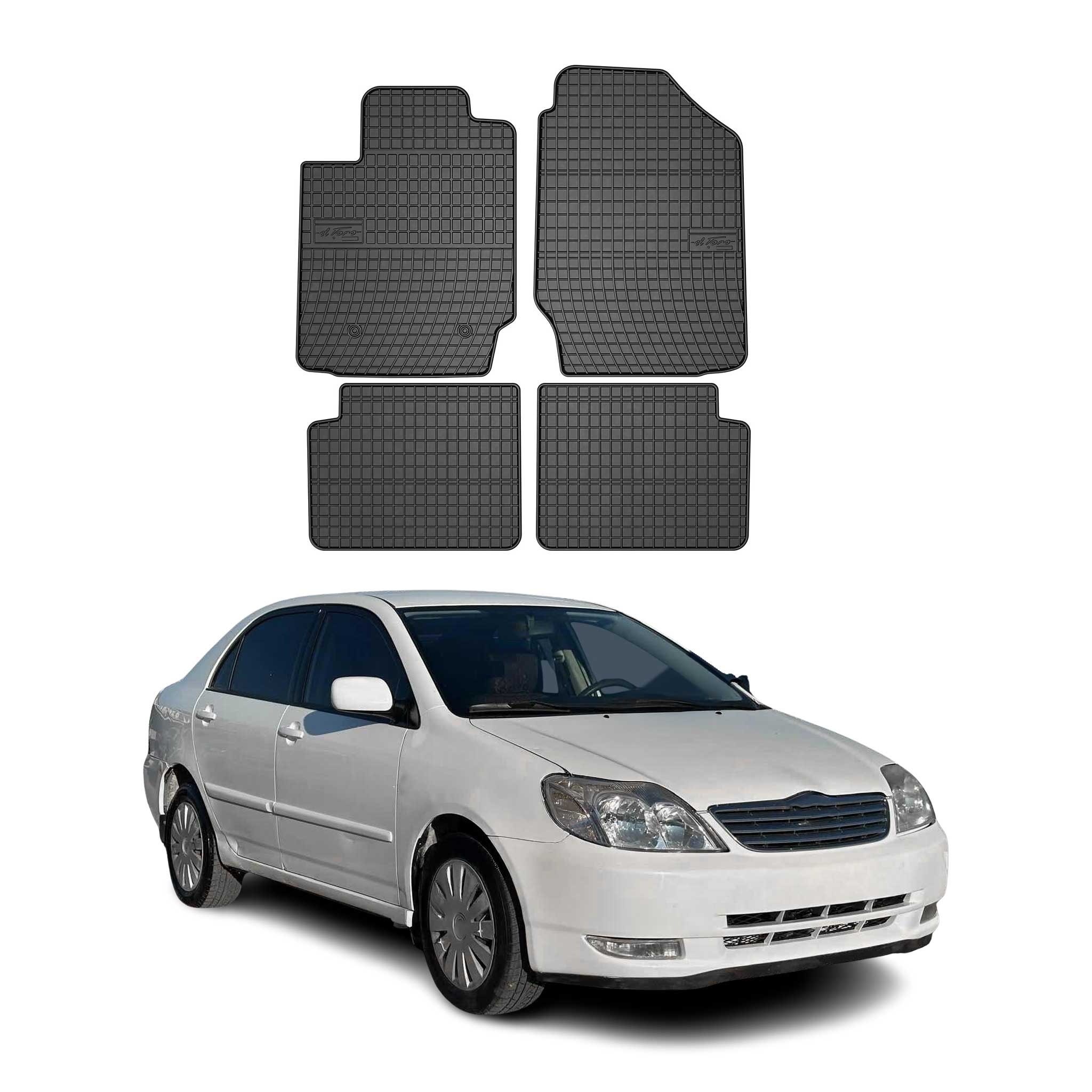 OMAC Gummi Fußmatten für Toyota Corolla E12 2002-2007 Automatten Schwarz 4x