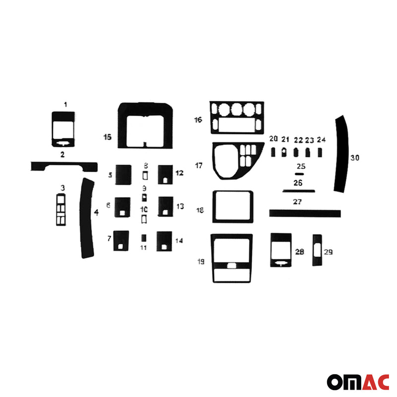 Innenraum Dekor Cockpit für Mercedes Klasse W638 1996-2003 Carbon Optik 30tlg
