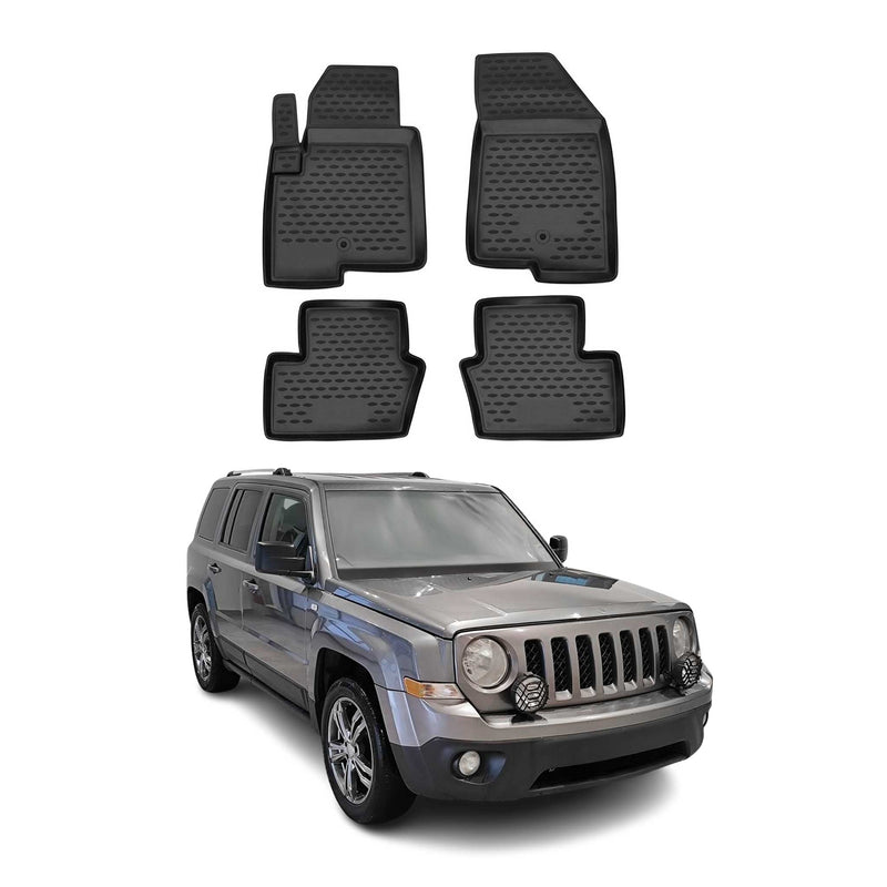 OMAC Gummimatten Fußmatten für Jeep Patriot 2007-2017 TPE Automatten Schwarz 4x