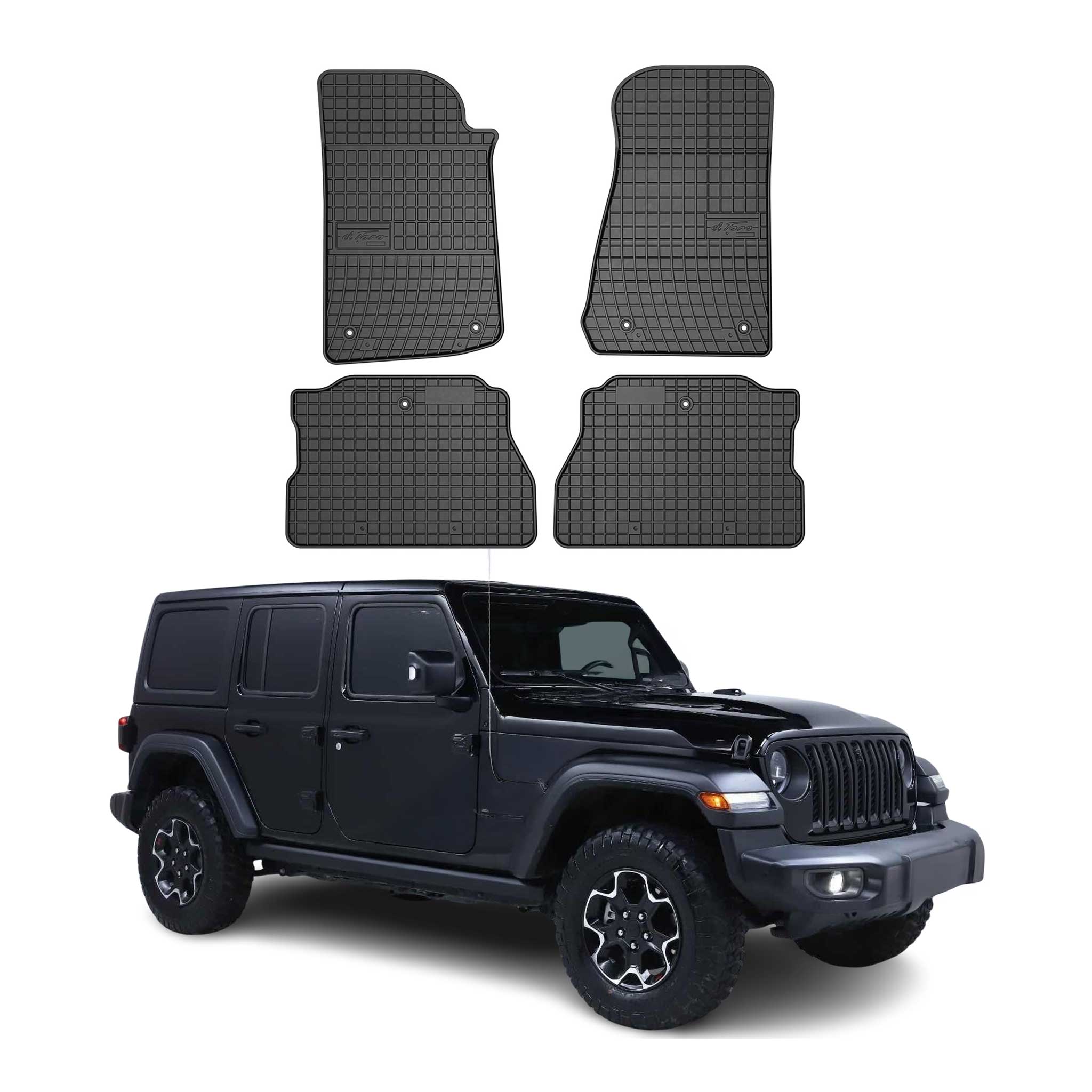 OMAC Gummi Fußmatten für Jeep Wrangler Rubicon 5D 2018-2026 Automatte Schwarz 4x