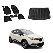 OMAC Fußmatten & Kofferraumwanne Set für Renault Captur 2013-2019 Schwarz