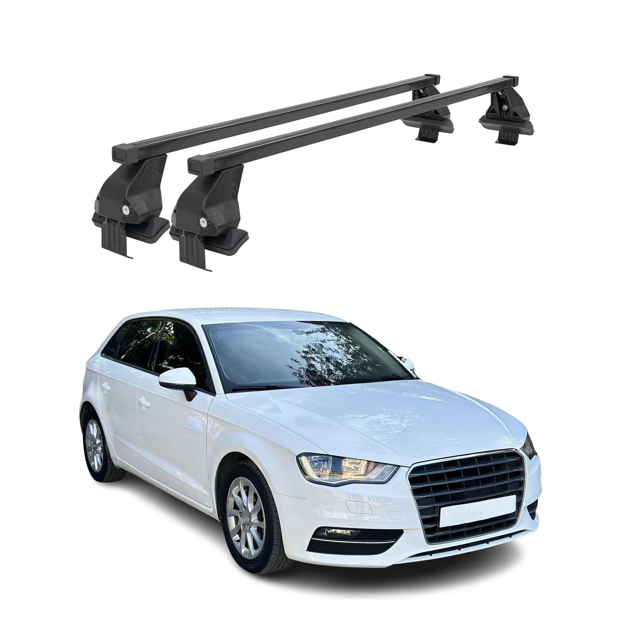 Menabo Dachträger Grundtäger für Audi A3 8V Sportback 2012-2020 50kg Schwarz 2x