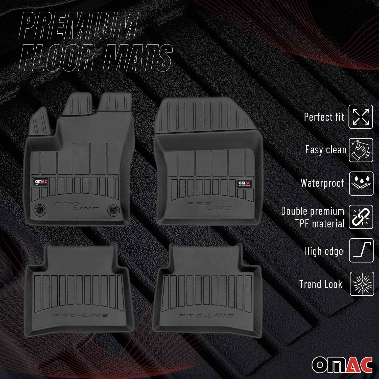 OMAC Gummi Fußmatten für Toyota Prius PHV Prime 2015-2024 Premium TPE Schwarz 4x