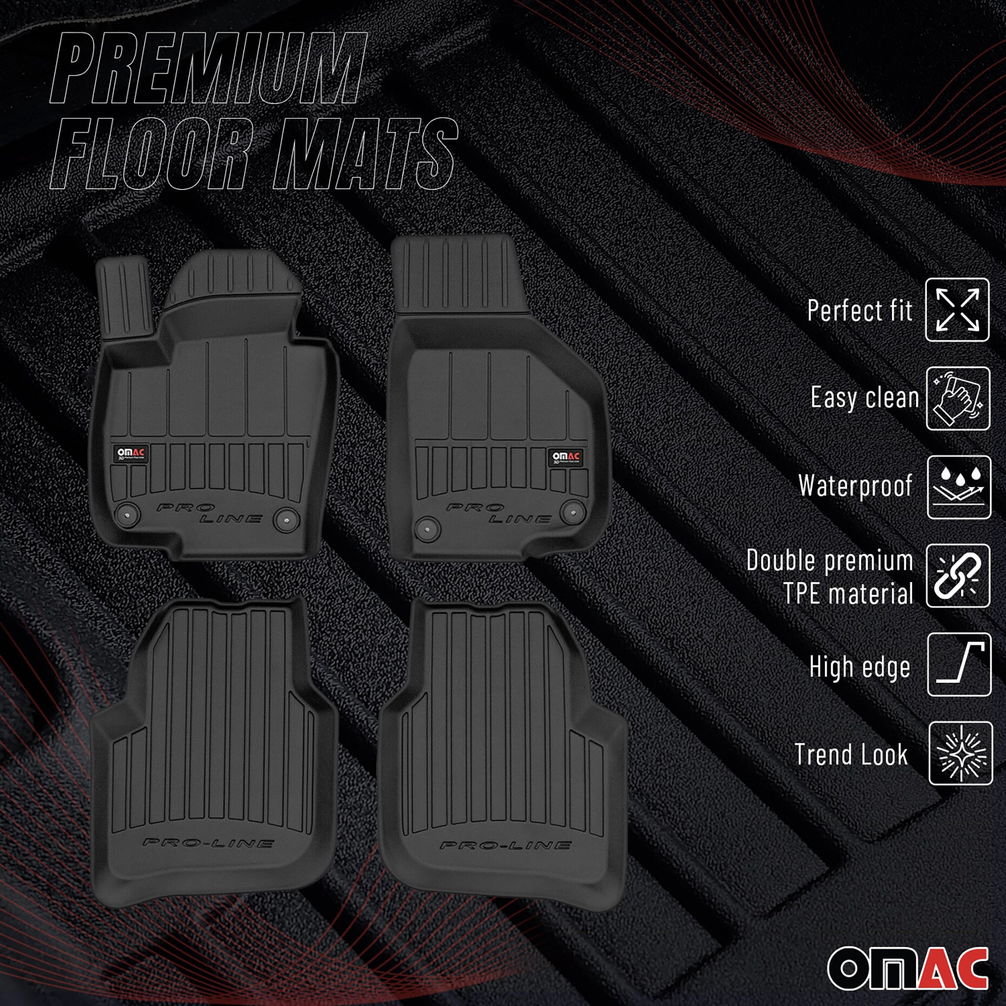 OMAC Gummi Fußmatten für Skoda Superb 2008-2015 Premium TPE Automatten 4tlg