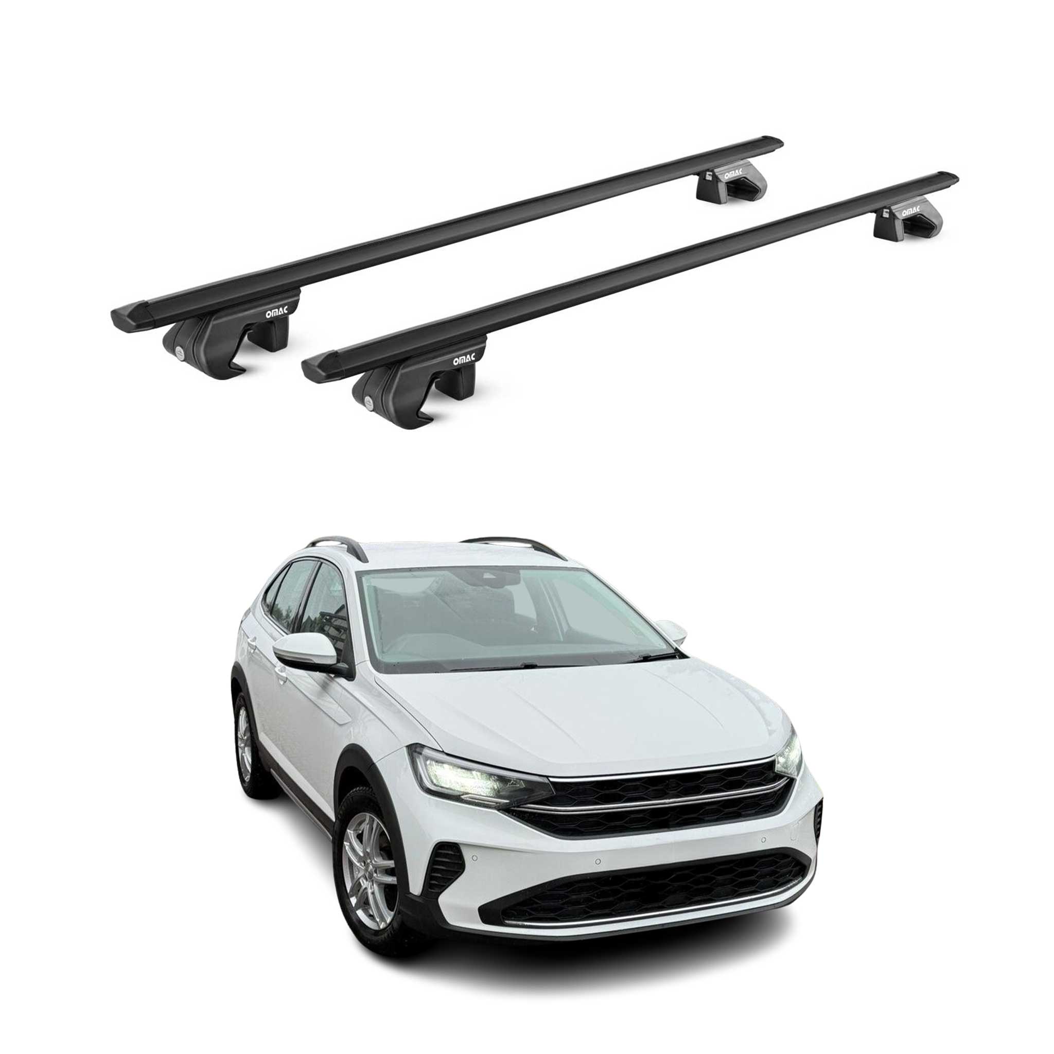 Dachträger Grundtäger für VW Taigo 2021-2026 90kg Aluminium Schwarz 2 tlg ABE