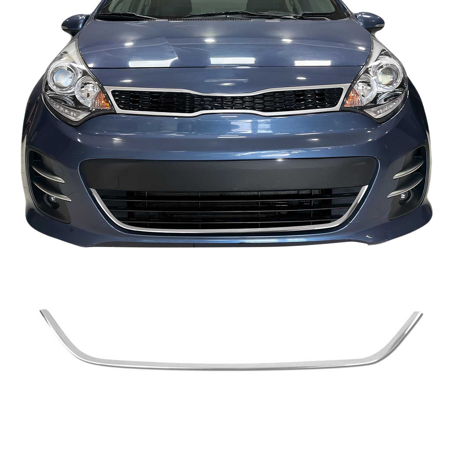 Kühlergrill Leisten Grillleisten für Kia Rio Schrägheck Limo 2011-2017 Chrom
