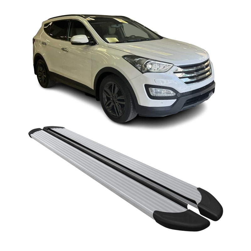 Seitenschweller Trittbretter Schweller für Hyundai Santa Fe 2013-2018 Alu Grau