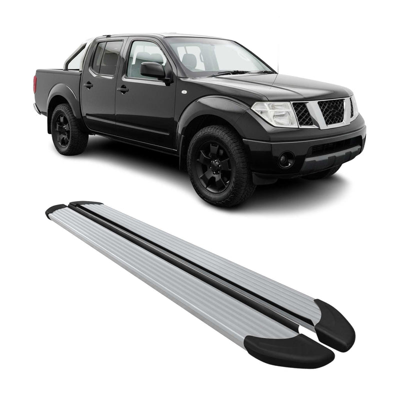 Seitenschweller Trittbretter für Nissan Navara D40 2005-2015 Double Cab Alu Grau