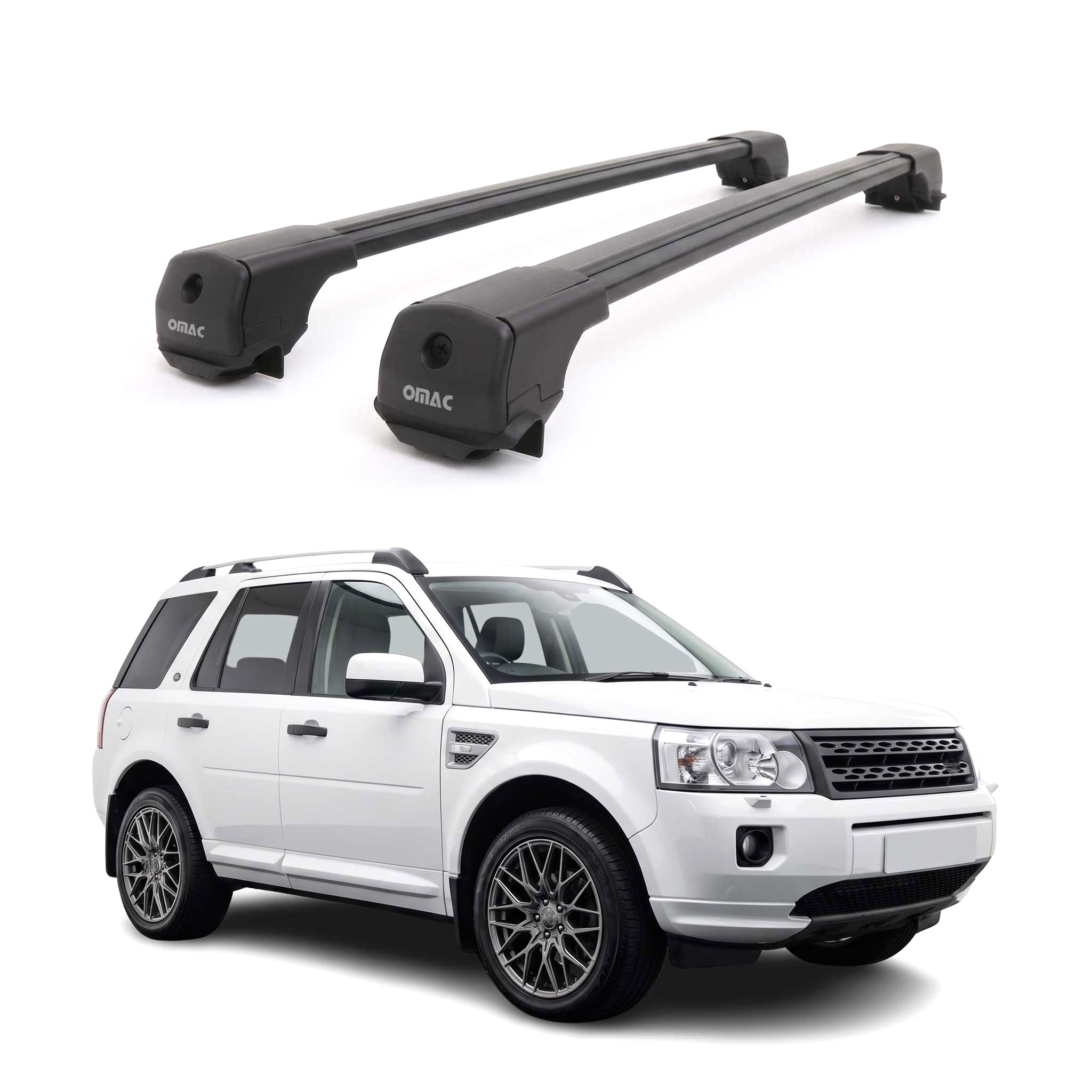 Dachträger für Land Rover Freelander II L359 2007-2015 Aluminium Schwarz 2tlg
