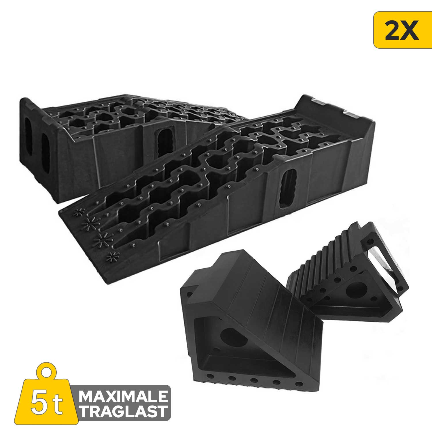 Auffahrrampen Set KFZ-Rampen bis 5 Tonnen Tragkraft Rutschfeste Auto Rampe