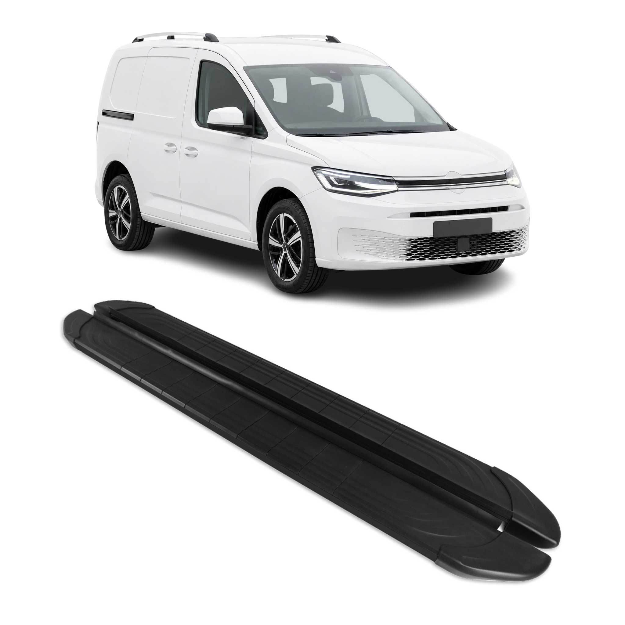 Trittbretter Seitenschweller für VW Caddy Maxi 2020-2026 L2 Aluminium Schwarz 2x