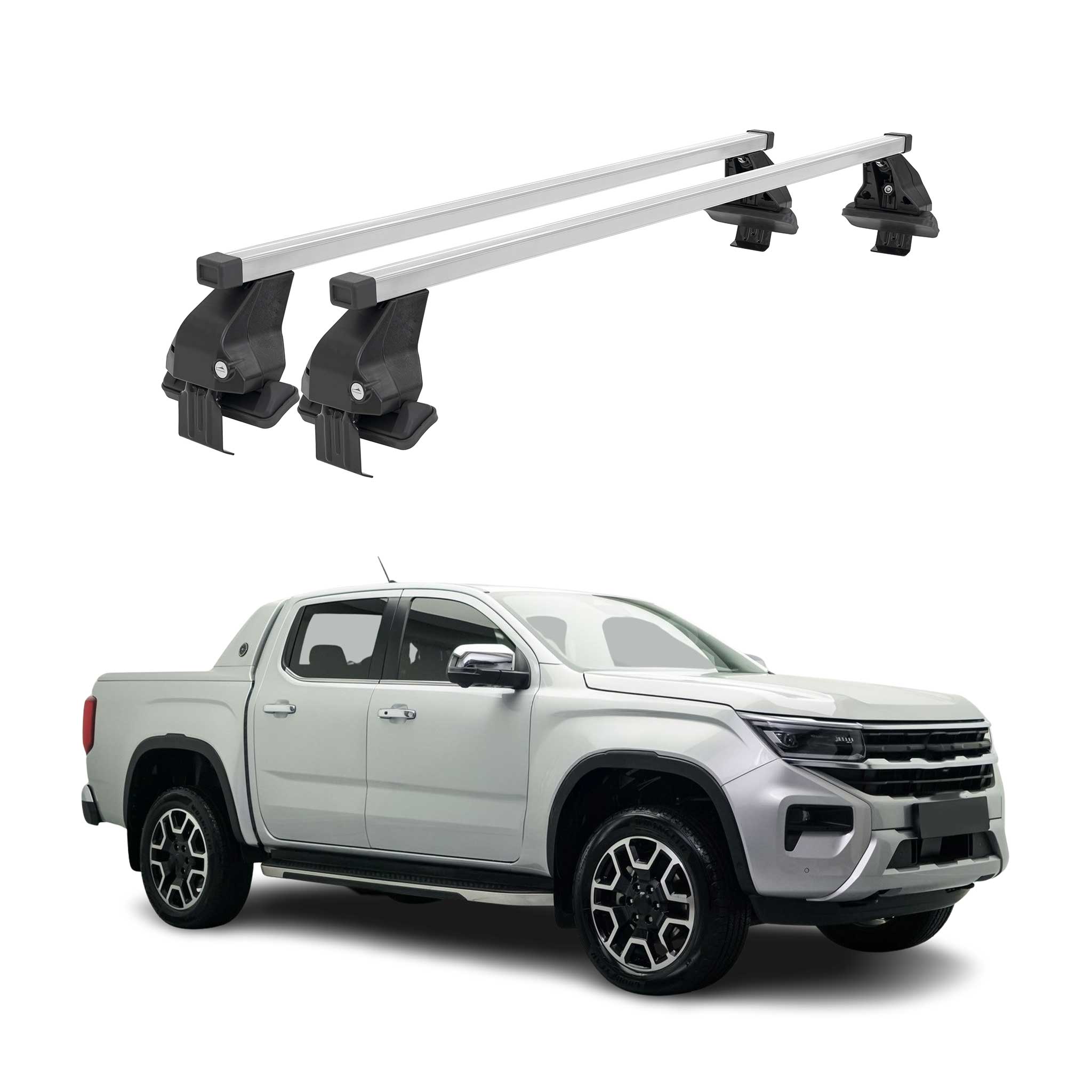 Menabo Dachträger Grundträger für VW Amarok mk2 2023-2026 Stahl Grau 2tlg