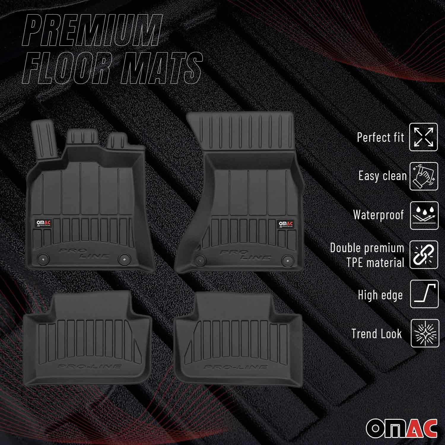 OMAC Gummi Fußmatten für Porsche Macan 95B 2014-2024 Premium Gummi Schwarz 4tlg