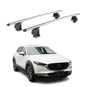Alu Dachträger für Mazda CX-30 2020-2026 TÜV T-Nut Abschließbar 2tlg Silber