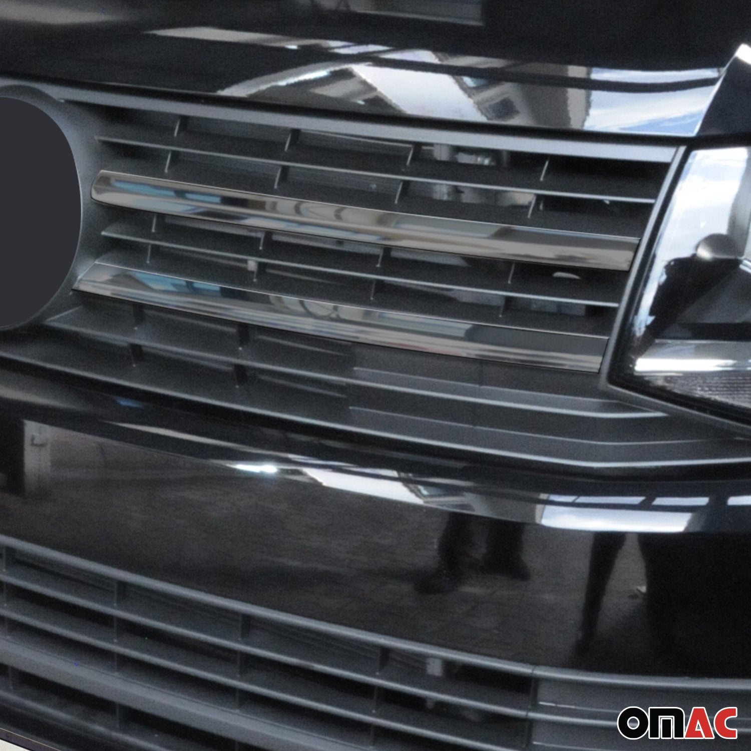 Kühlergrill Grillleisten für VW T6 Transporter 2015-19 Pre-FL Dunkel Chrom 4x