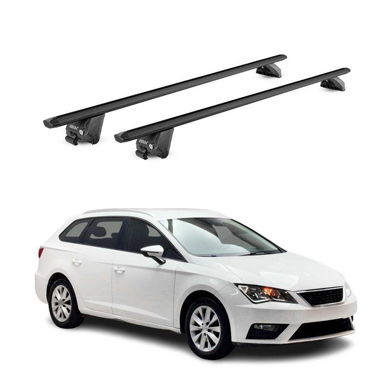 Dachträger Grundtäger für Seat Leon Kombi 2014-2025 100kg Alu Schwarz 2 tlg ABE