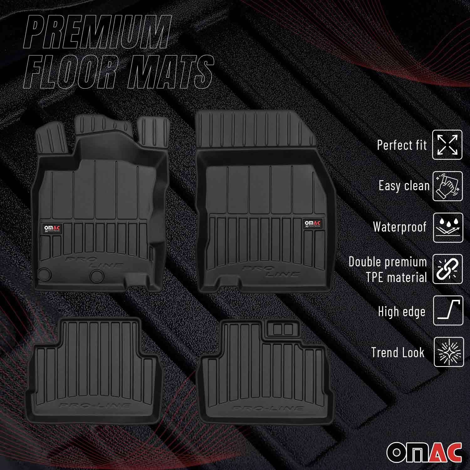 OMAC Gummi Fußmatten für Nissan Qashqai J11 2014-2021 Premium Gummi Schwarz 4tlg