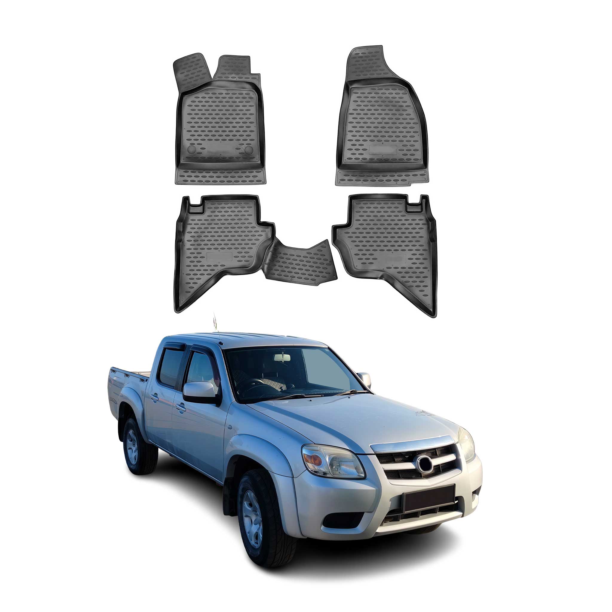 OMAC Gummimatten Fußmatten für Mazda BT-50 2006-2012 TPE Automatten Schwarz 4x