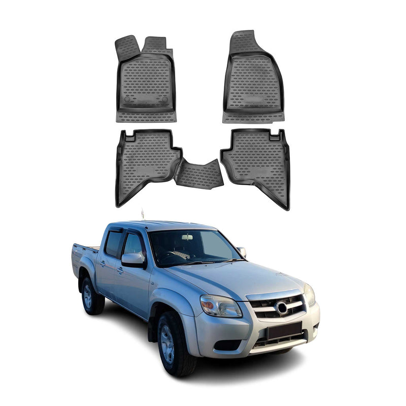 OMAC Gummimatten Fußmatten für Mazda BT-50 2006-2012 TPE Automatten Schwarz 4x