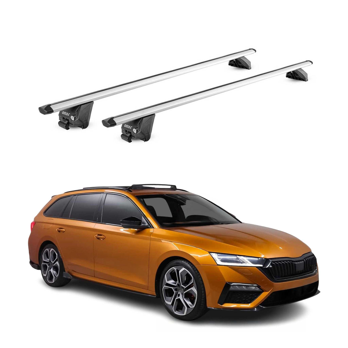 Dachträger für Skoda Octavia mk4 Kombi 2020-2026 100kg Alu Silber 2tlg ABE