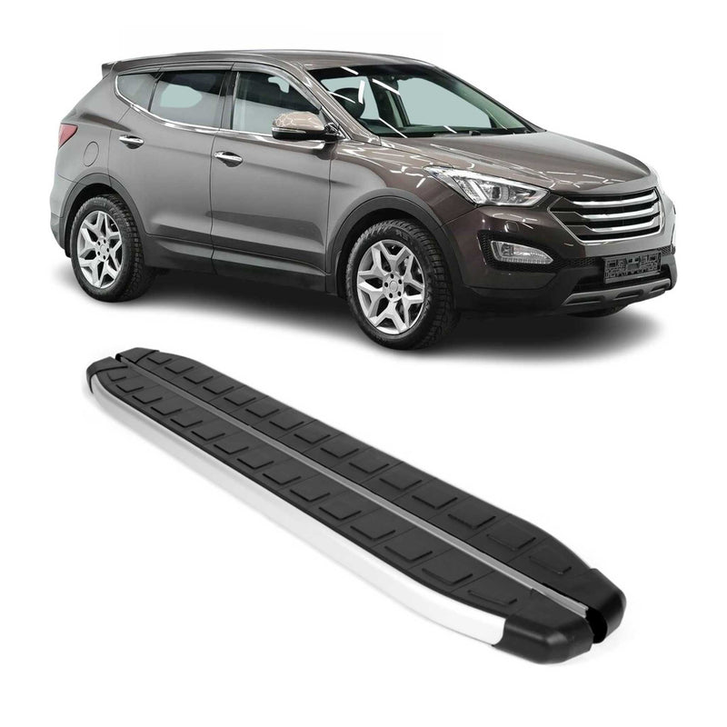 Schweller Seitenbretter Trittbretter für Hyundai Santa Fe 2013-2018 Alu Schwarz