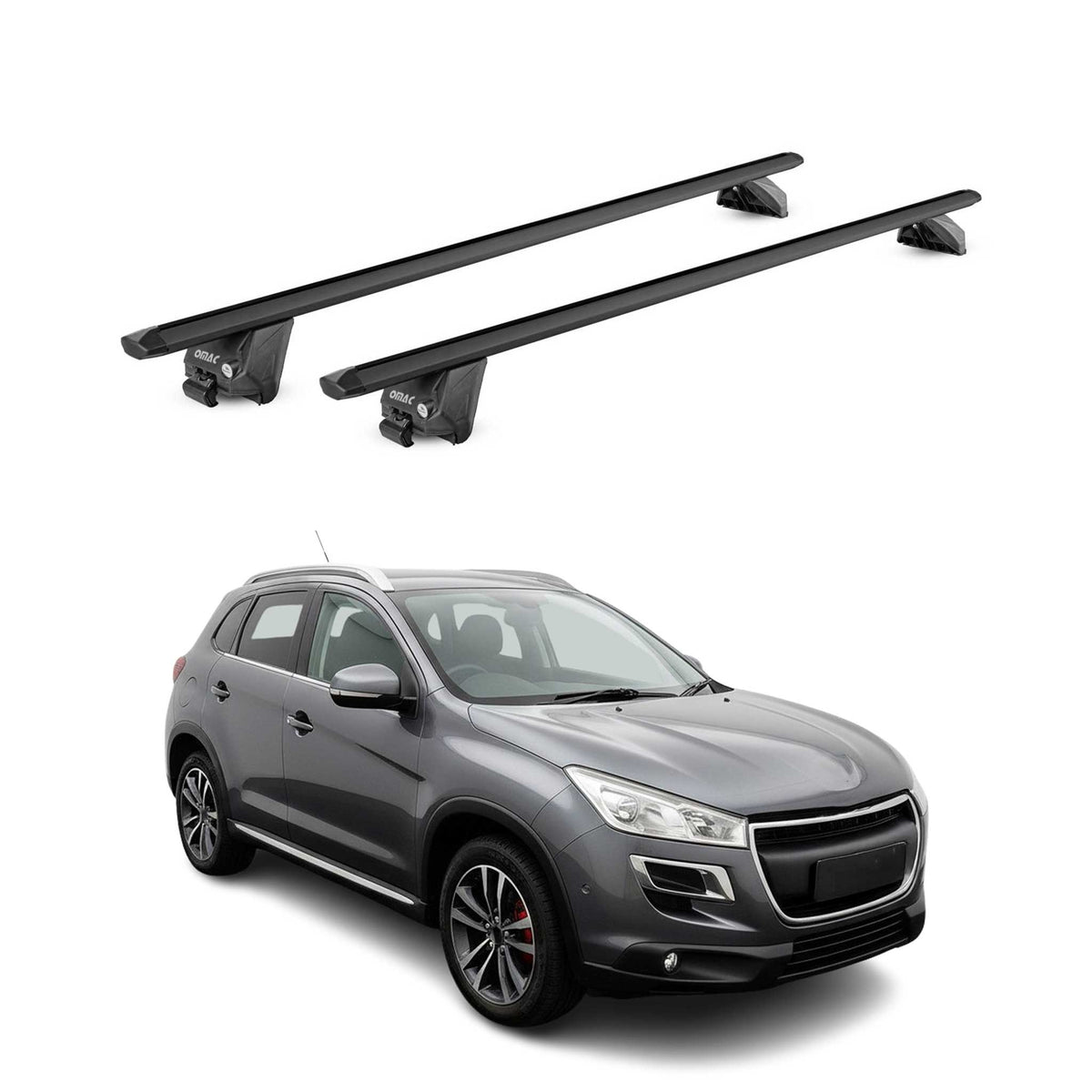 Dachträger Grundtäger für Peugeot 4008 2012-17 100kg Aluminium Schwarz 2 tlg ABE