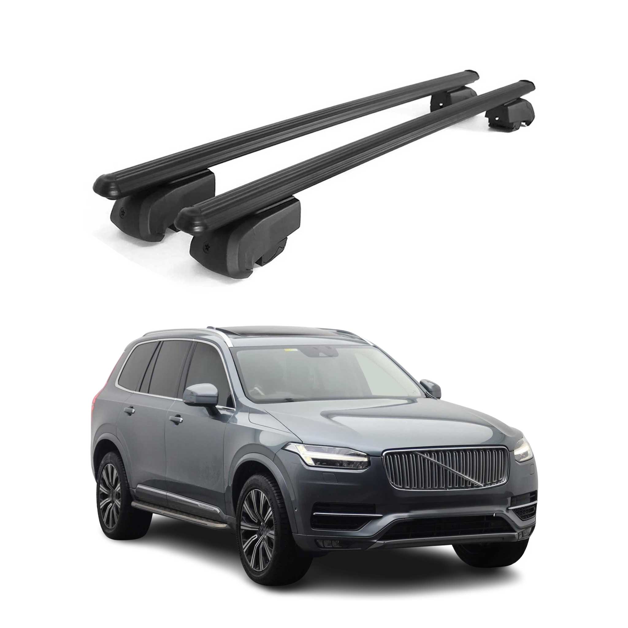 Dachträger Gepäckträger für Volvo XC90 II SUV 2017-2023 ABE Alu Schwarz 2tlg
