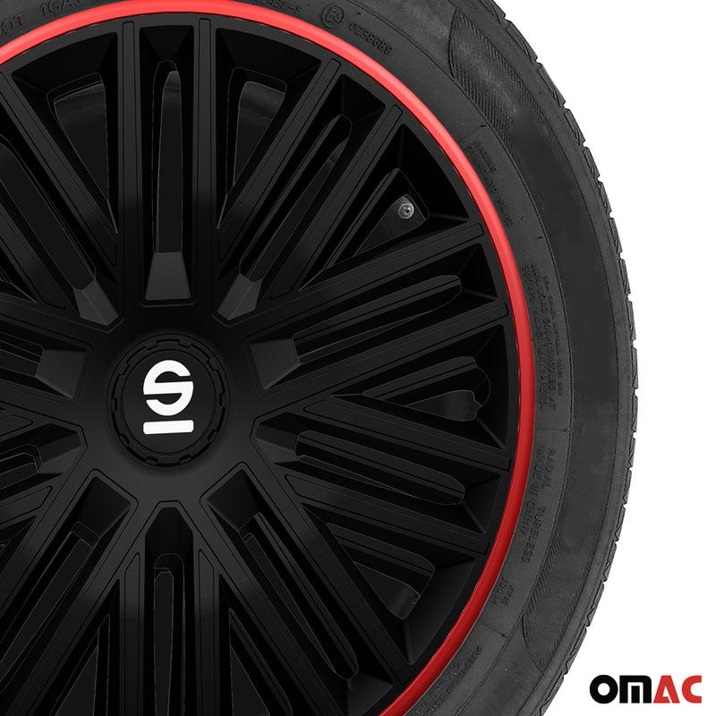 Radkappen Radzierblenden Sparco Bergamo 14" Zoll Abdeckung Set Schwarz Silber 4x