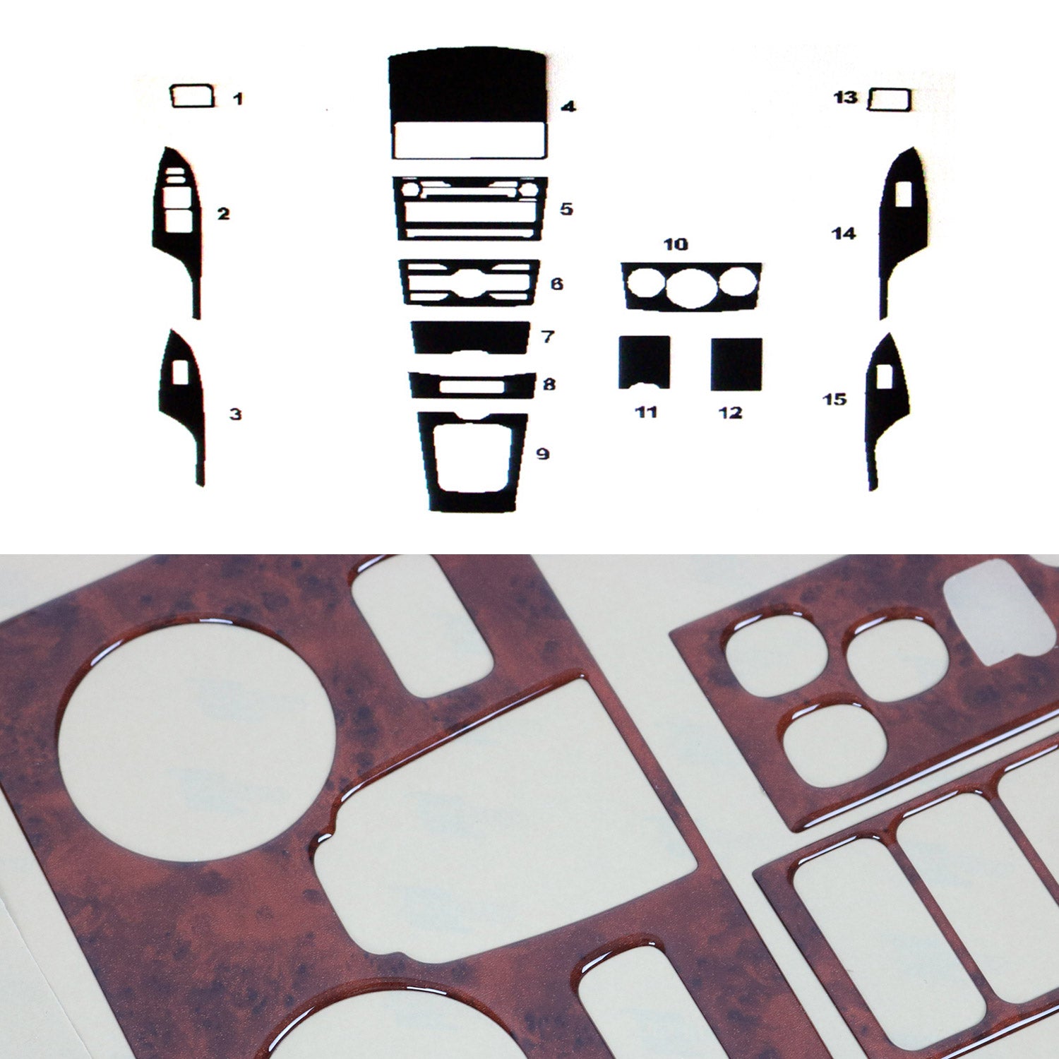 Innenraum Dekor Cockpit für Toyota Corolla 2007-2013 Limo Wurzelholz Optik 15tlg