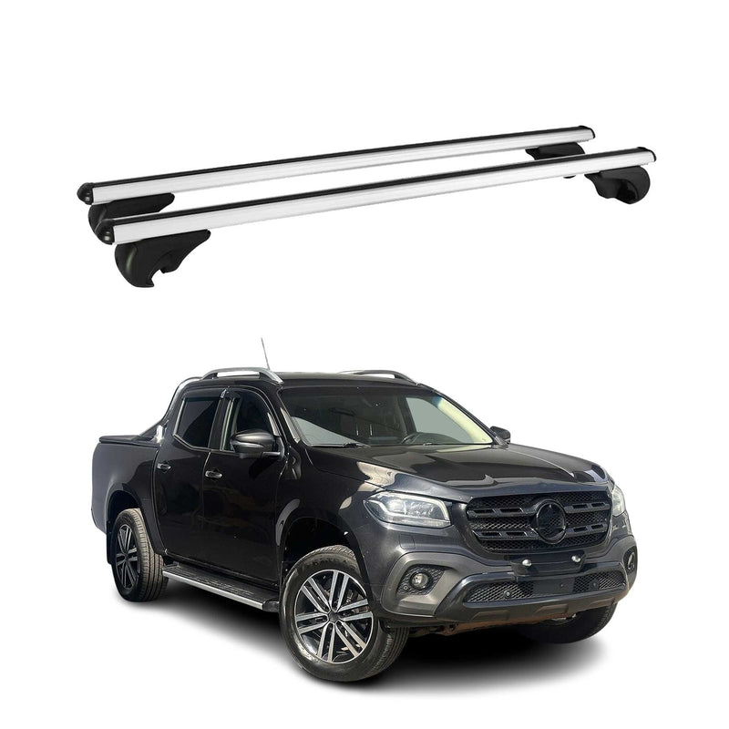 Dachträger Grundtäger für Mercedes X Klasse 470 2017-2020 75kg Alu Silber 2 tlg