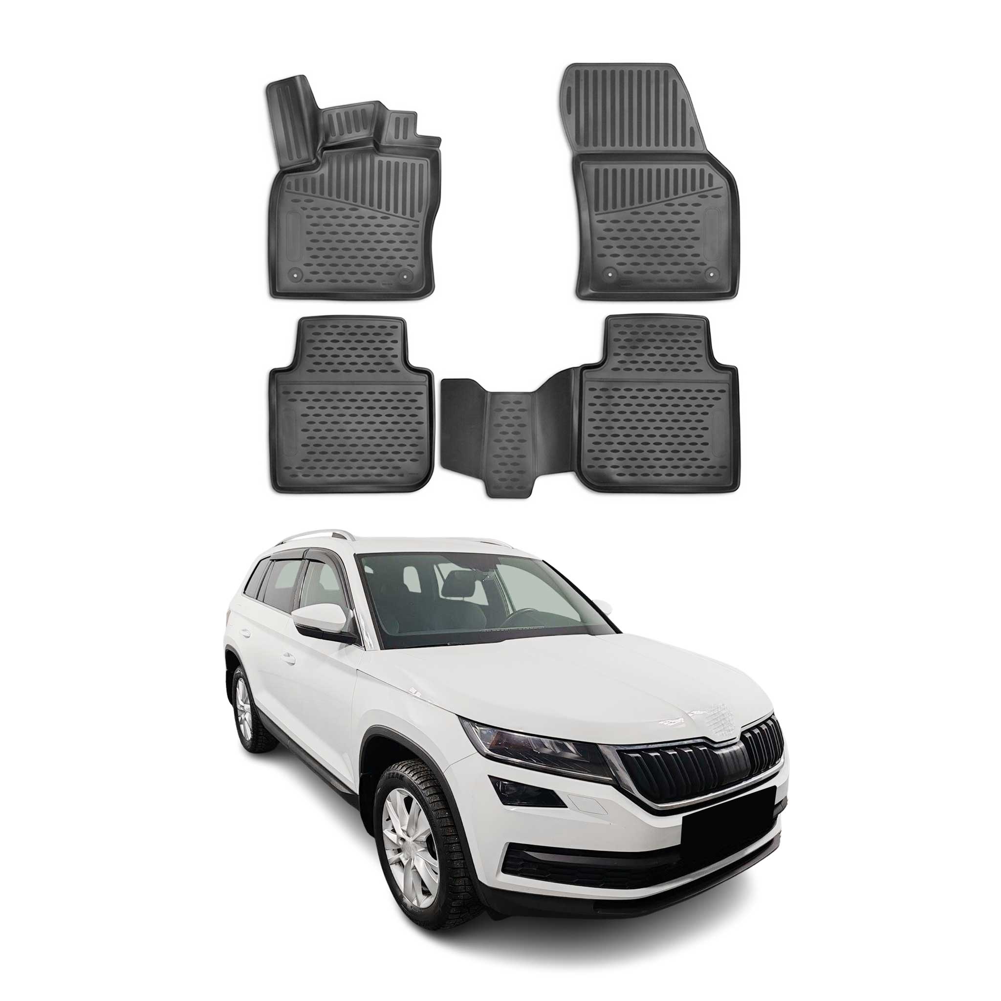 OMAC Gummimatten Fußmatten für Skoda Kodiaq 2016-2024 TPE Automatten Schwarz 4x