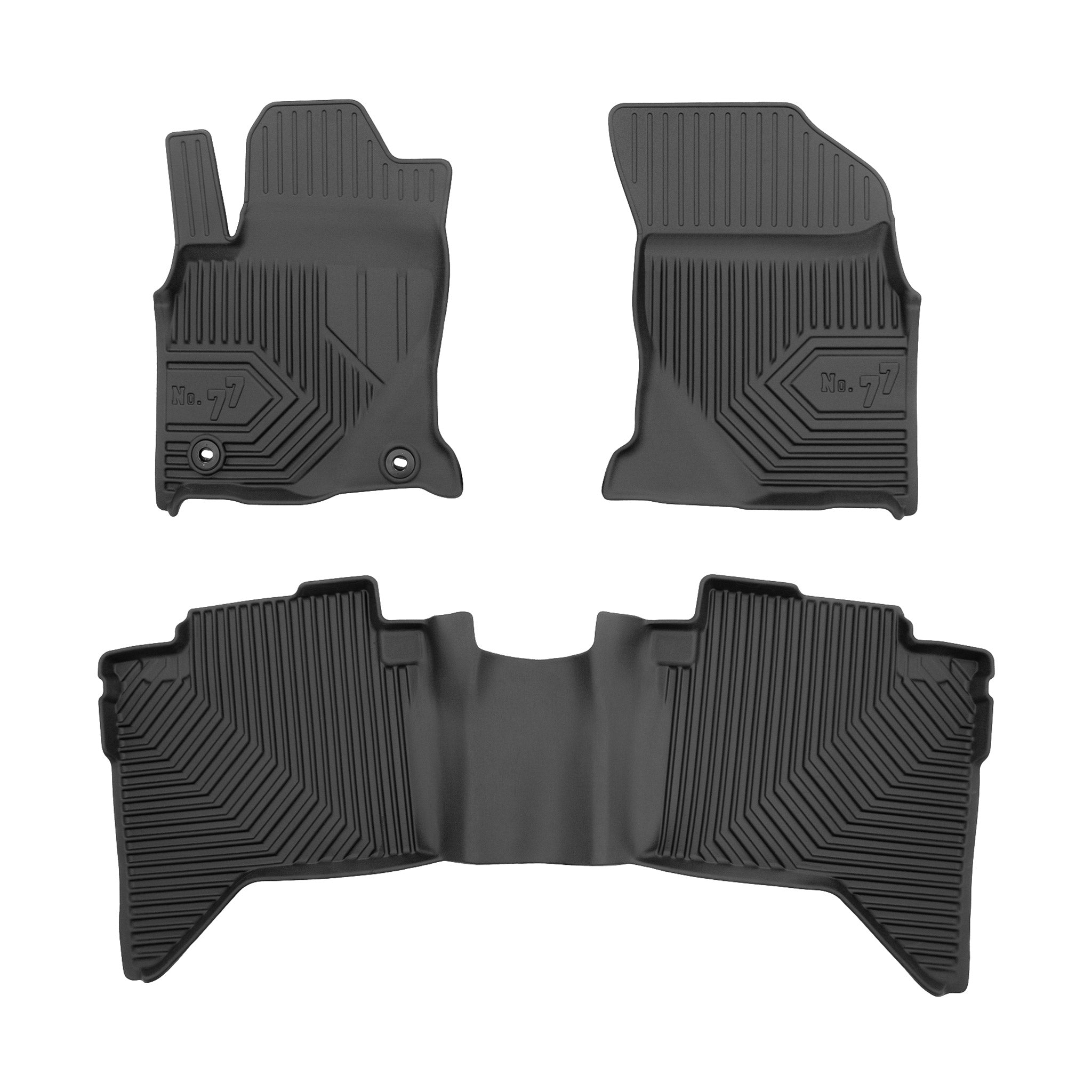 Fußmatten Gummimatten No.77 für Toyota Hilux VIII 2015-2026 TPE Schwarz 3 tlg