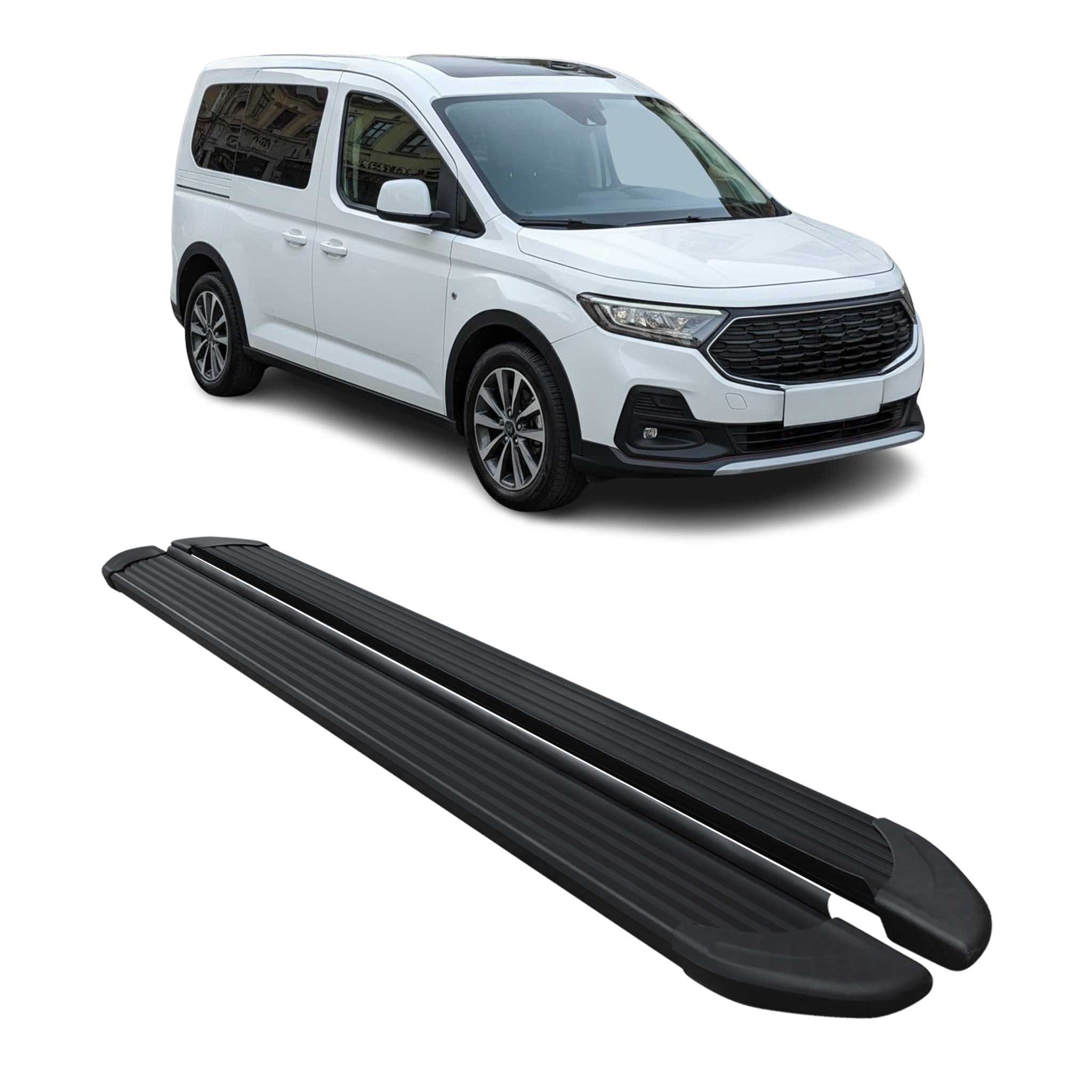 Schweller Trittbretter für Ford Tourneo Connect 2021-2026 Kurzer Alu Schwarz