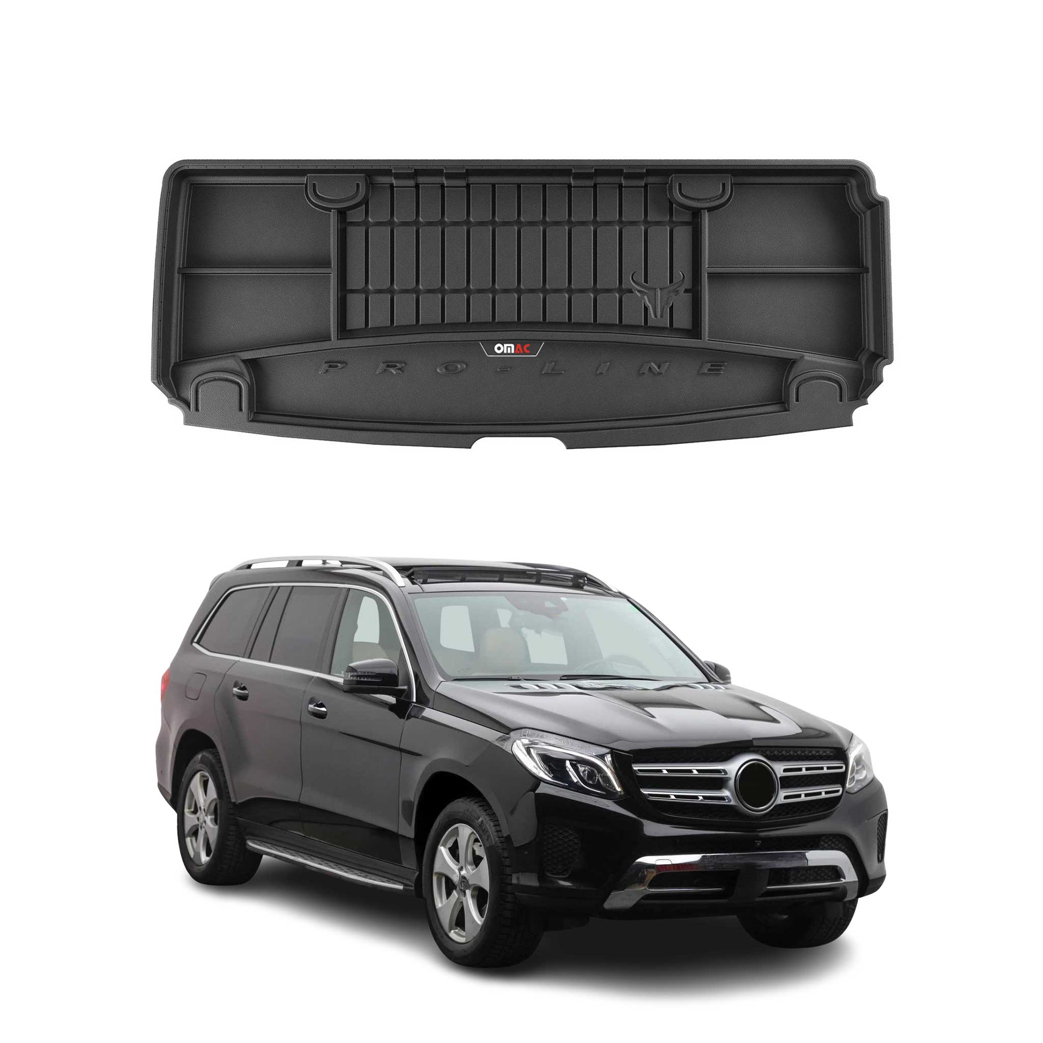 OMAC Gummi Kofferraumwanne für Mercedes GLS 2015-2019 TPE Laderaumwanne Schwarz
