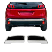 Stoßstangen Diffusor Auspuffrahmen für Peugeot 3008 2016-2020 Chrom ABS 2 tlg