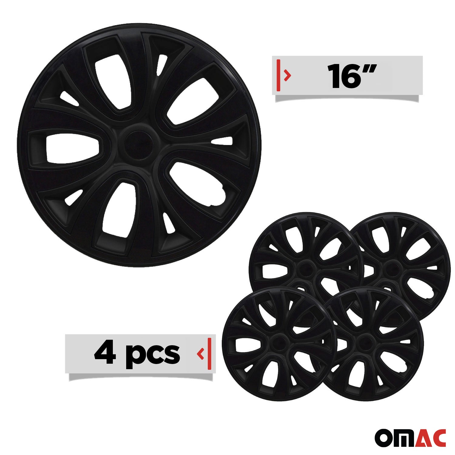 4x Radblenden Radkappen Radzierblenden 16" Zoll Schwarz Glänzend