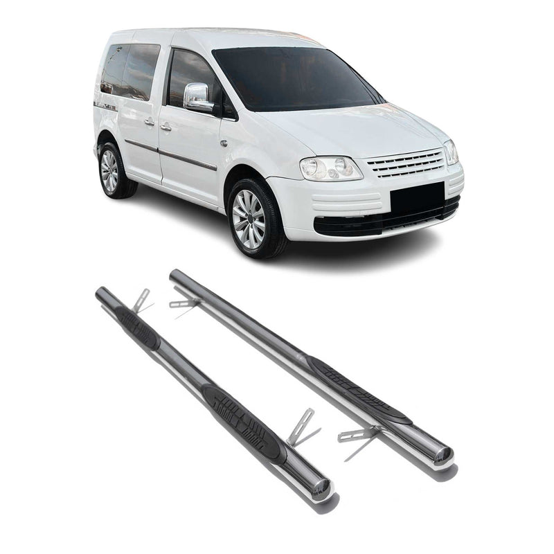 Edelstahl Trittbretter Schwellerrohre für VW Caddy 2003-2015 L1 Edelstahl Silber