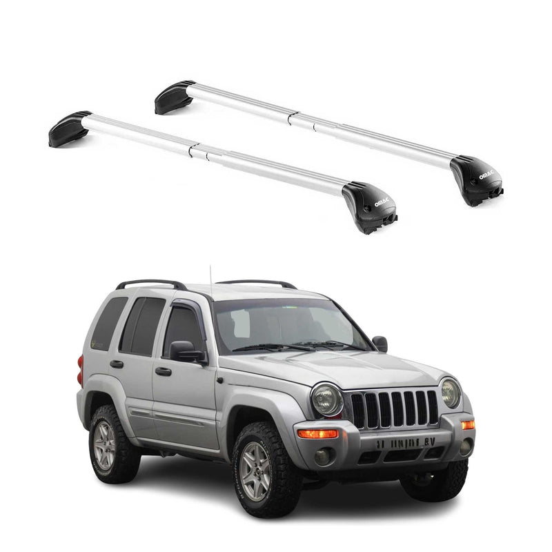 Dachträger Grundtäger für Jeep Cherokee KJ 2002-2007 100kg Alu Silber 2 tlg ABE