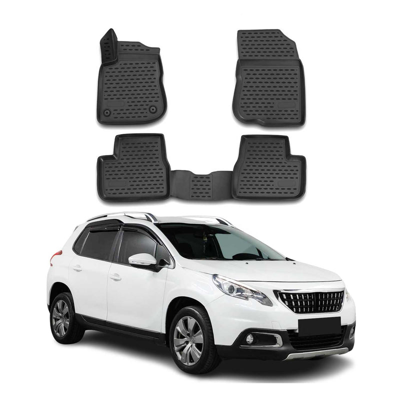 OMAC Gummimatten Fußmatten für Peugeot 2008 2014-2019 TPE Automatten Schwarz 4x
