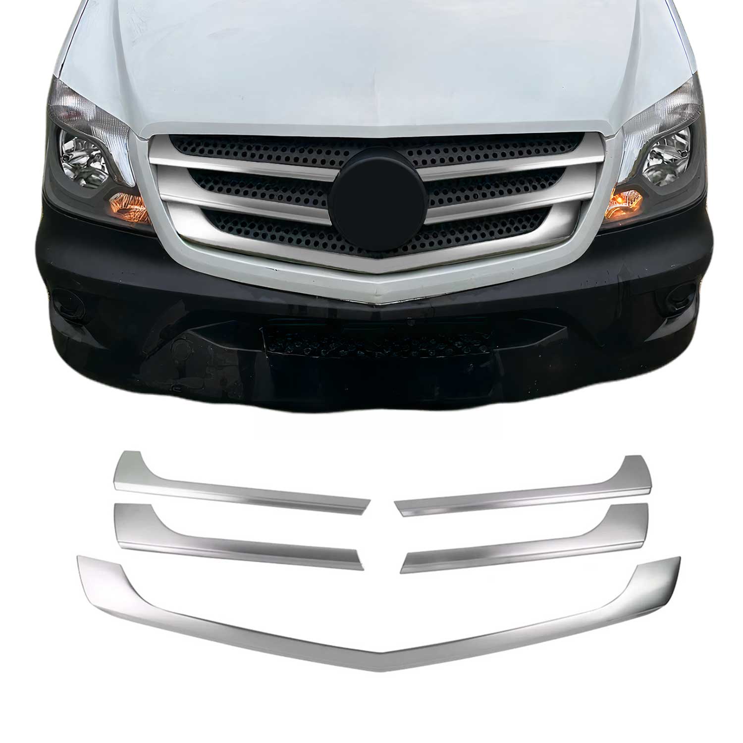 Kühlergrill Grillleisten für Mercedes Sprinter W906 2013-2018 Gebürstet Chrom 5x