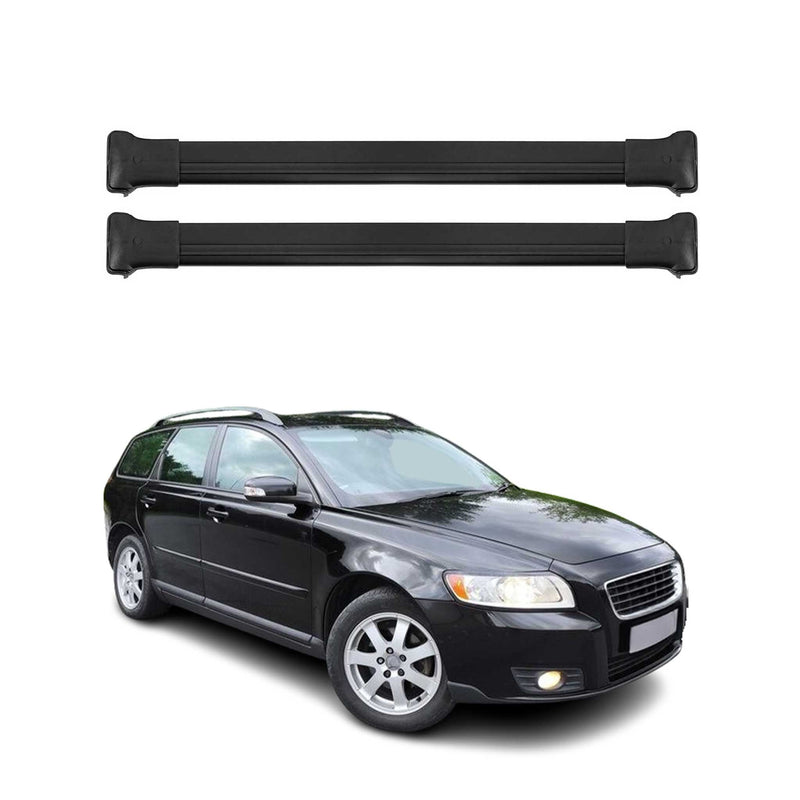 Dachträger Grundtäger für Volvo V50 2004-2012 75kg Aluminium Schwarz 2 tlg