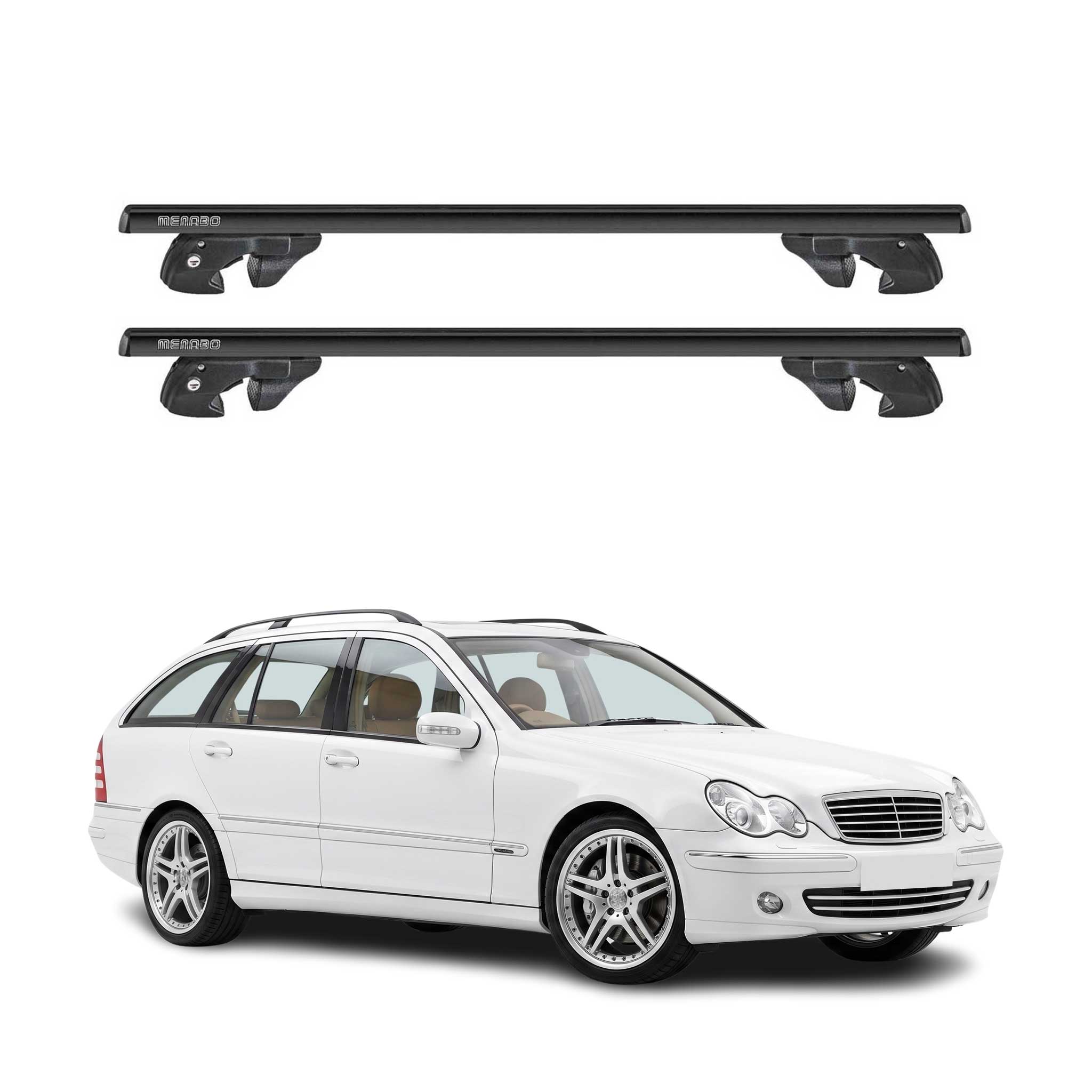 Dachträger Grundtäger für Mercedes C Klasse S203 2001-2007 Alu TÜV Schwarz 2tlg